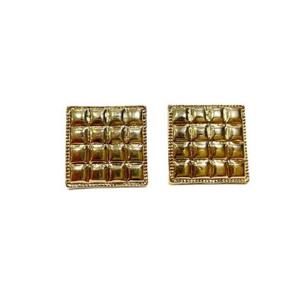 Gold Square Stud Earrings