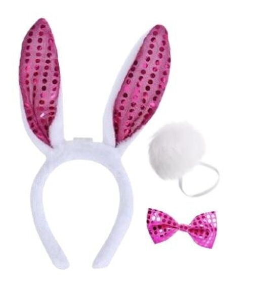 White Bunny Ears Headband Set