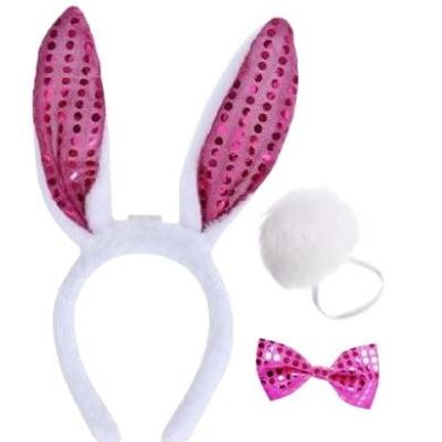 White Bunny Ears Headband Set