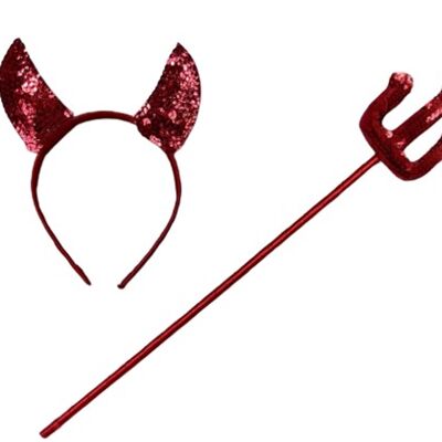 Red Devil Sequin Horns with Pitch Fork
