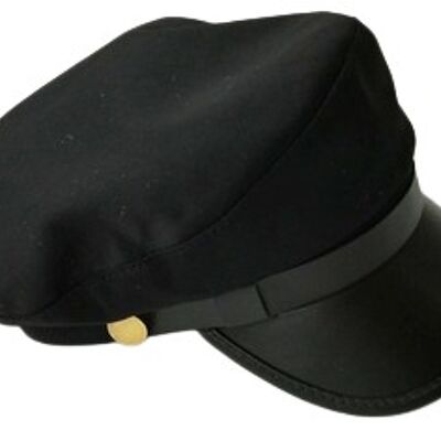 Black Simple baker boy with Gold Button Detail