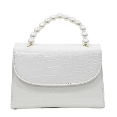 White pearl croc grab bag