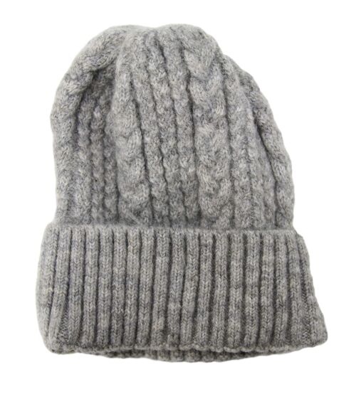 Light Grey Cable Knit Beanie