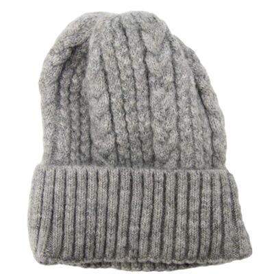 Light Grey Cable Knit Beanie