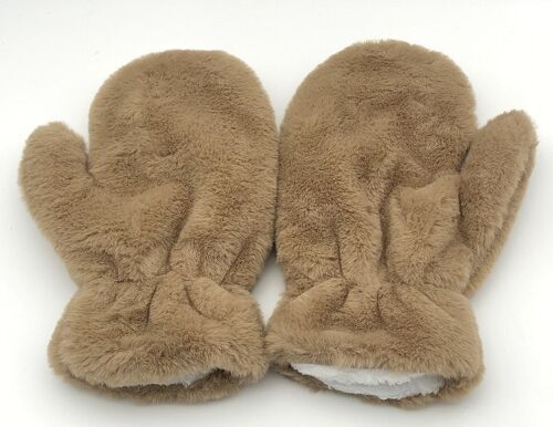 Beige Faux Fur Gloves