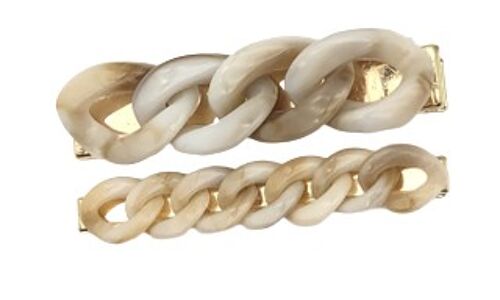 2 Pack Cream Chain Link Hair Clips