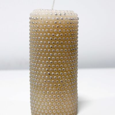 Cremefarbene, mittelgroße Mini-Bubbles-Kerze, 15 cm