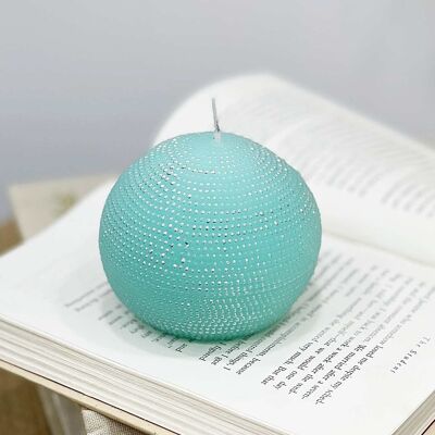 Mint Sphere Candle with Silver Design