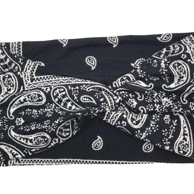 Black Wide Stretch Paisley Headband