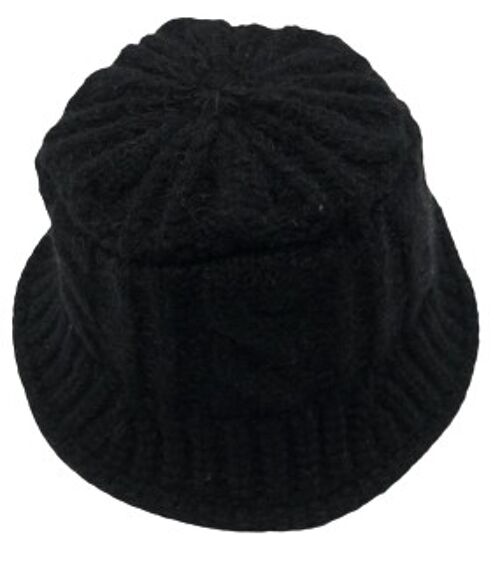 Black Cable Knit Thick Bucket Hat
