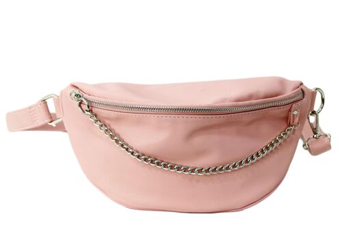 Pink Pu Bumbag With Chain
