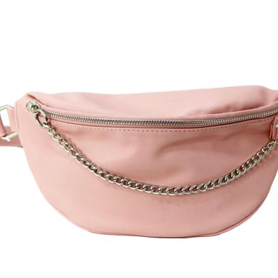 Pink Pu Bumbag With Chain