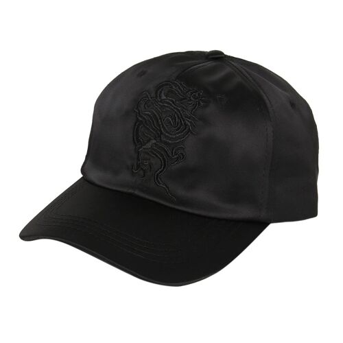 Black Embroidered Dragon Cap