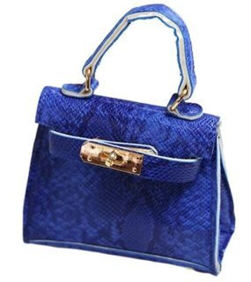 Blue Snake Mini Bag with Chain painted edges