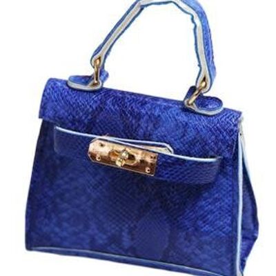 Blue Snake Mini Bag with Chain painted edges