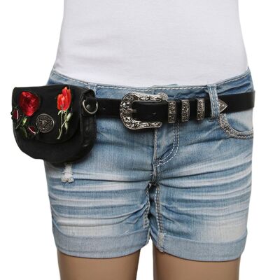 Black Western Rose Belt Bag