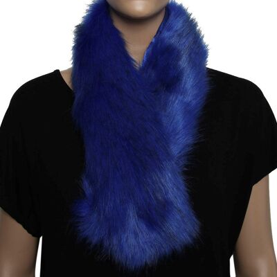 Blue Faux Fur Short Scarf