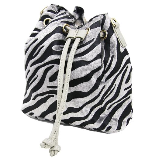 Grey Zebra Bucket Bag