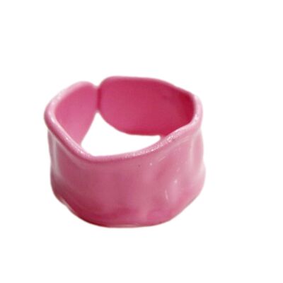 Pink Wide Metal Coated Ring