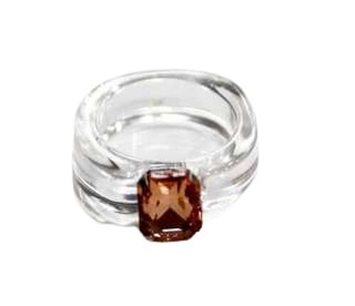 Clear Plastic Ring with Single Square Gem