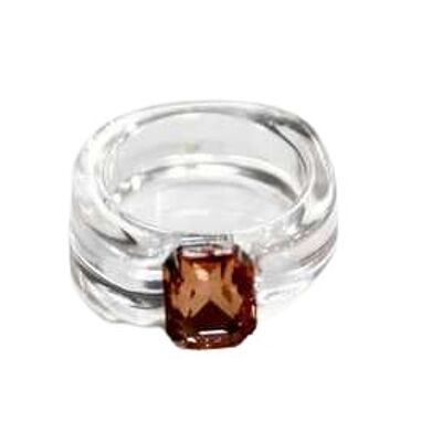 Clear Plastic Ring with Single Square Gem