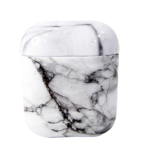 White and Grey Marble Look Air Pod Case