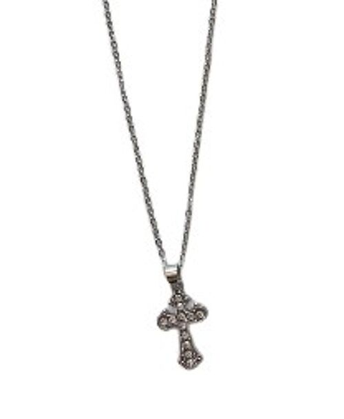Silver Mini Diamante Cross Necklace