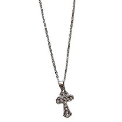 Silver Mini Diamante Cross Necklace