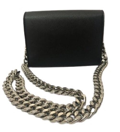 Black Chunky Chain Shoulder PU  Bag
