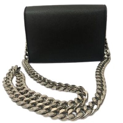Black Chunky Chain Shoulder PU  Bag