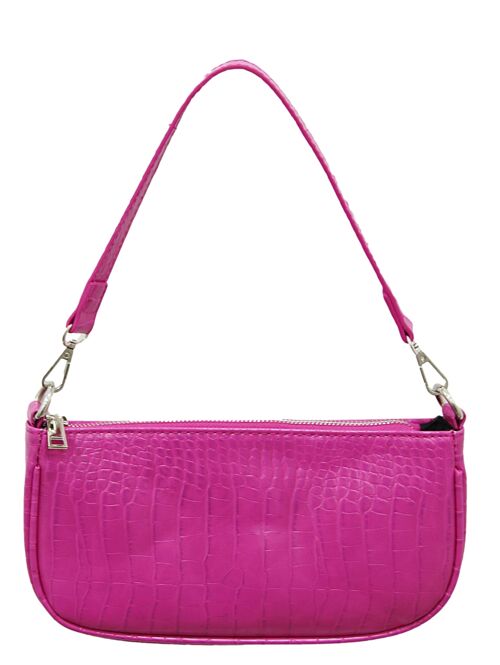 Pink PU Croc Shoulder Bag