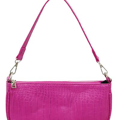 Pink PU Croc Shoulder Bag