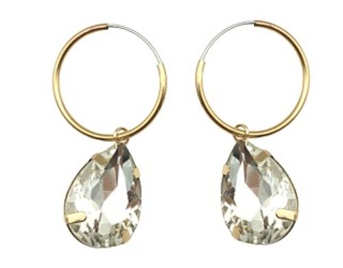 Gold Hoop Earrings with Diamante Drop