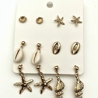 Gold Shell Earrings Multipack