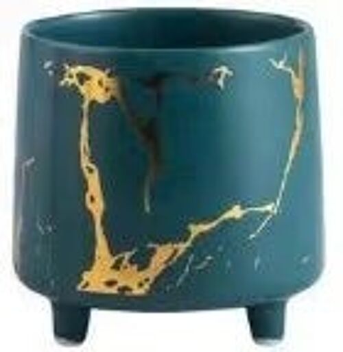 Green with Gold Marble Detail Plant Pot
