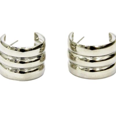 Silver Triple Hoop Earrings