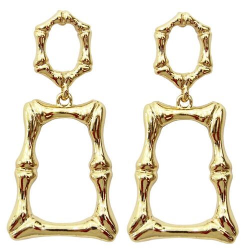 Gold Bamboo Drop Earrings