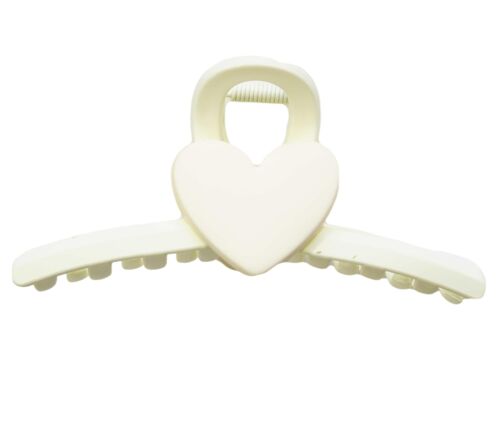 Cream Heart Hair Claw