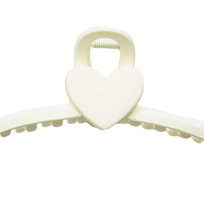 Cream Heart Hair Claw