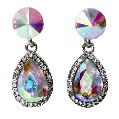 Holo Stone and Diamante Drop Earrings