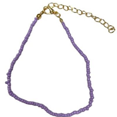 Bracelet de cheville perlé lilas