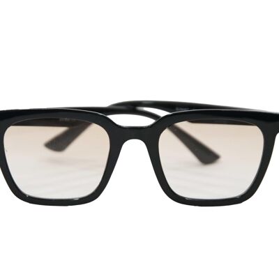 Gafas de sol Wayfarer con montura negra y lentes rosas