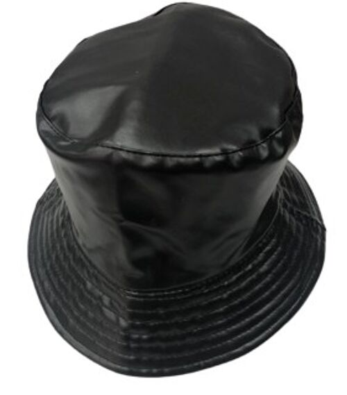 Black PU Bucket  Hat