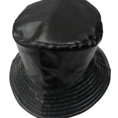 Black PU Bucket  Hat