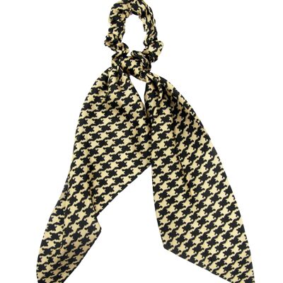 Beige Houndstooth Long Scrunchie