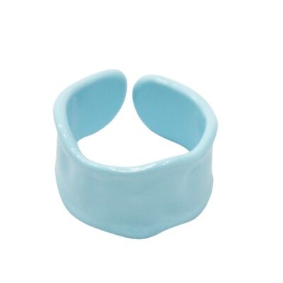 Light Blue Wide Metal Coated Ring
