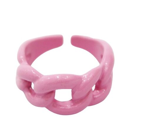 Pink Chain Link Metal Coated Ring