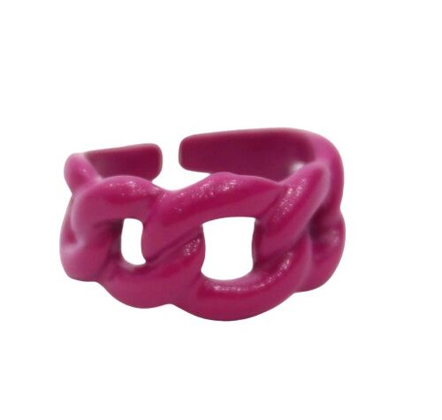 Fuchsia Chain Link Metal Coated Ring