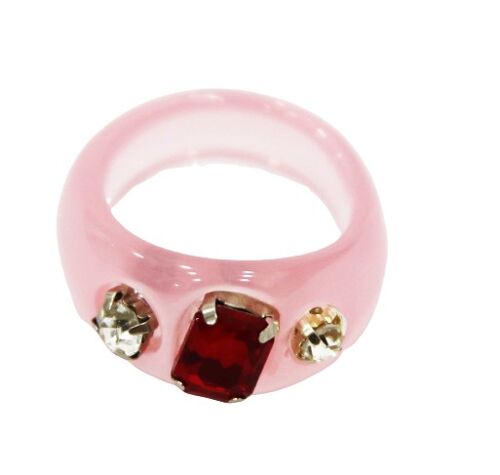 Pink Plastic Ring with Gems