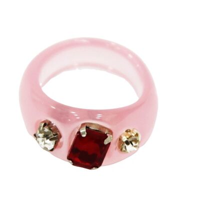 Pink Plastic Ring with Gems